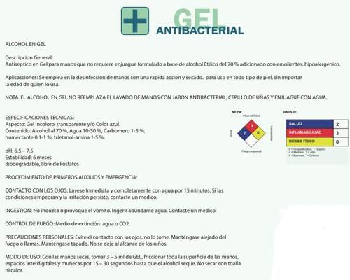 Imagen 2 de 2 de Gel Antibacterial Desinfectante Cubeta De 19 Lts.