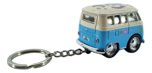 Llavero Little Van Combi Set 4 Pzs Estampado Colores Pastel Rosa-amarillo-verde-azul