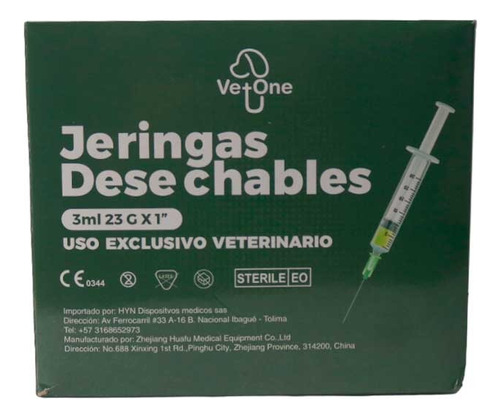 Jeringa 3 Ml Aguja 23 X 1 X 100 Unidades