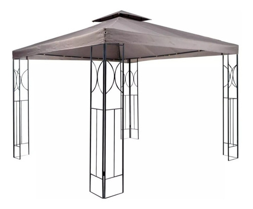 Imagen 1 de 5 de Toldo Pergola 3x3 Doble Panel Impermeable Color Taupe