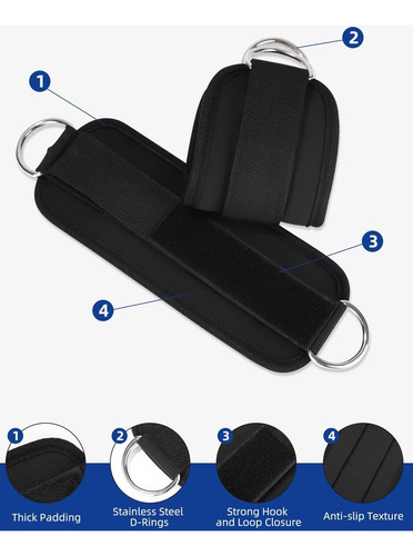 2 Piezas Tobilleras Poleas Gym, Tobillera Para Polea