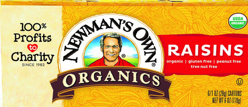 Newman's Own Pasas Organicas, Cajas De 1 Onza (paquete De 6)