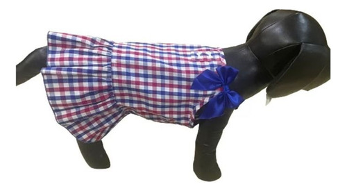 Vestido A Cuadros Para Mascota (cachorra) Zoopet Azul Cuadros