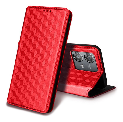 For Motorola Edge 40 Neo Cubic Pattern Pu Wallet Card Case