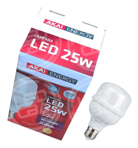 Lampara Led 25w = Cfl 50w Fria Galponera E27 220v Akai