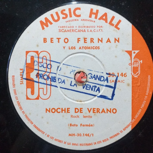 Beto Fernan - Noche De Verano - Simple Promo Año 1964