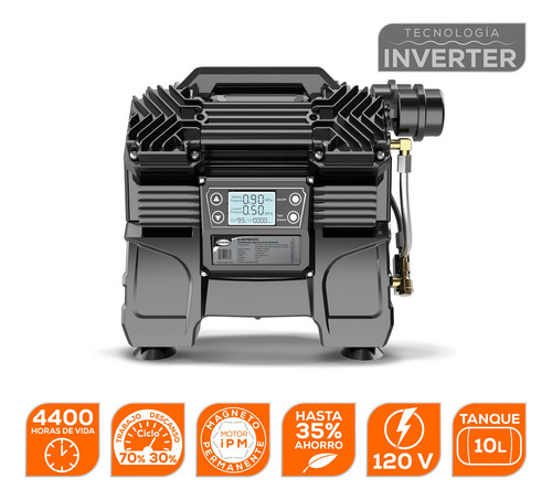 Compresor De Aire Inverter Libre De Aceite 2hp 120v 130psi Color Negro Fase eléctrica Monofásica