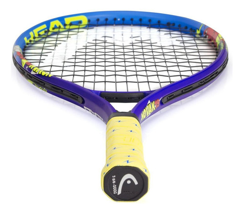 Raqueta de tenis Head Junior Novak 19, color azul y amarillo, agarre, talla 3 5/8