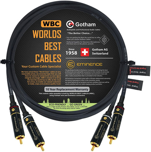 2 Cables De Interconexion Conectores Rca De 1 M | Negro