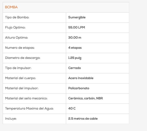 Bomba Sumergible Para Cisterna 1/2 Hp Evans Ssx1me050f2c