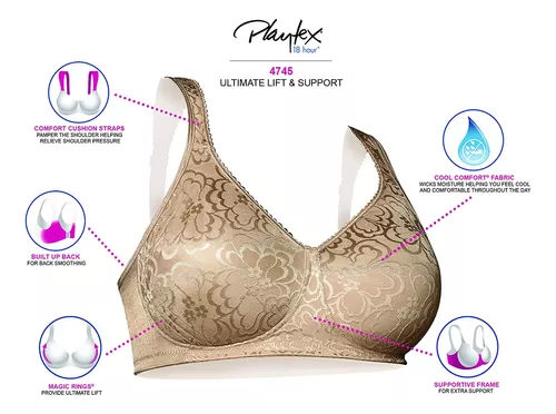 Playtex womens - Brasier sin varillas para alisar lateral y espalda de 18  horas, brasier sin varillas