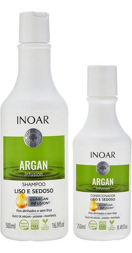 Kit Argan Liso E Sedoso Shampoo 500ml Condicionador 250ml