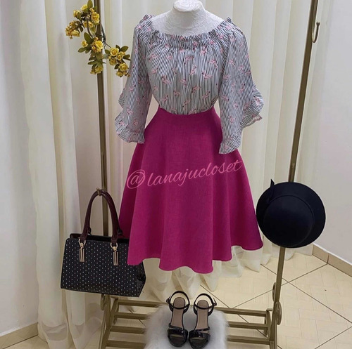 Imagem 4 de 7 de Blusa Feminina Social Manga 3/8 - Ciganinha Ombro A Ombro