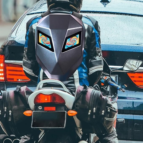 Mochila Motociclista Con Ojos Led Para Casco De Moto