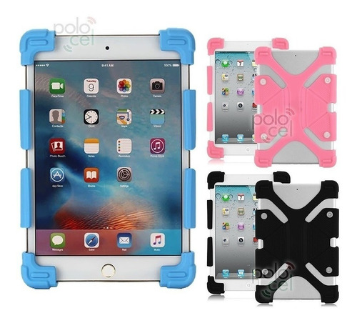 Imagen 1 de 7 de Funda Silicona Tablet 9 10 10.1 10.2 11 Pulgadas Con Soporte