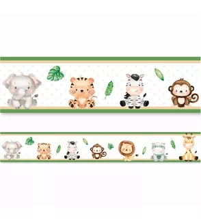 12 Faixa Decorativa Infantil Bebê Papel Parede Safari Animas