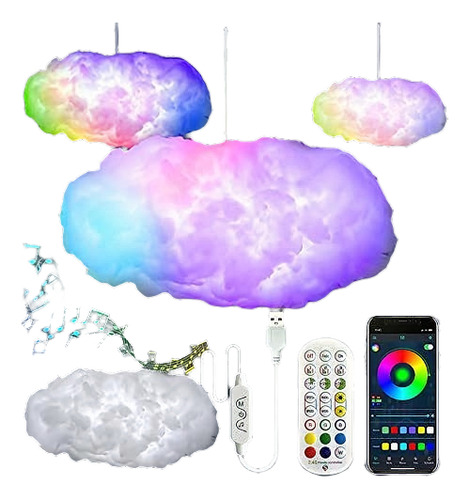 Kit De Luz Nube Grande 3d, Multicolor, Aplicación Decoración