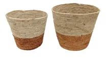 Comprar Set Canastos Porta Maceta Mimbre Seagrass Yute X2 M9- Sheshu