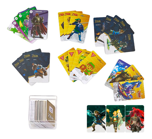 38 Tarjetas Nfc Mini Colección Zelda Totk Caja De Plastico