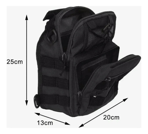 Bandolera Táctica Militar Sistema Molle Bolso Pecho Y Hombro Negro