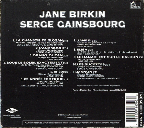 Cd Jane Birkin - Serge Gainsbourg (serge Gainsbourg) Estándar