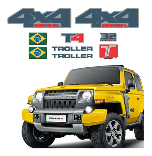 Kit Adesivos Resinado Troller T4 3.2 6speed 4x4 Diesel 2015 Trl035