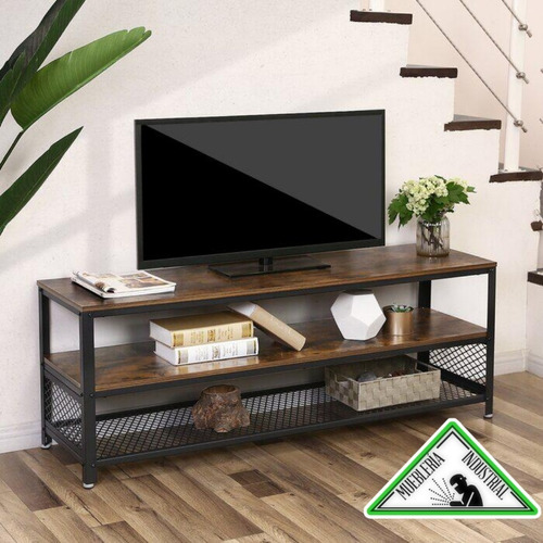 Rack Para Tv En Madera Y Hierro Con Malla Desplegada !