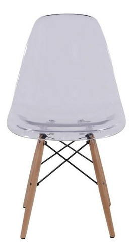 Cadeira de jantar BoxBit DKR Eames policarbonato base madera, estrutura de cor  incolor, 1 unidade