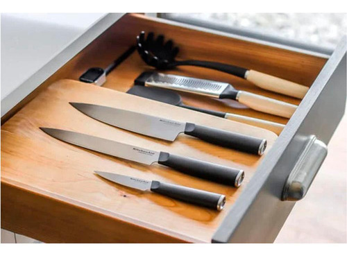 Kit 3 Facas Com Capa Protetora Aço Japonês Carne Kitchenaid
