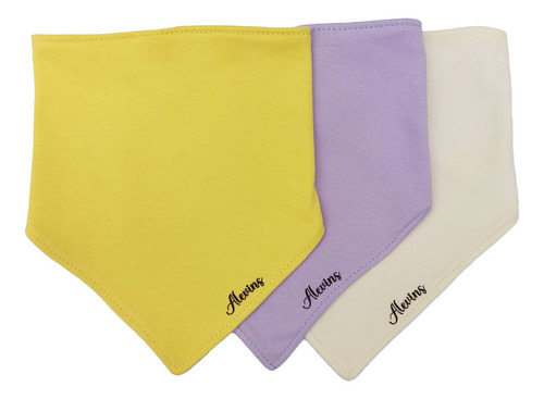 Pack 3 Baberos Bandanas 100% Algodón Lisas. Colores. Nena
