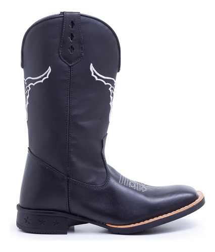 Bota Texana Country Masculina Bico Quadrado Couro Legitimo