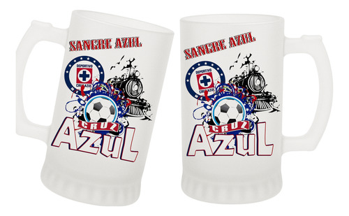 Tarro Cervecero Cruz Azul Equipos De Futbol Regalo 473 Ml Blanco