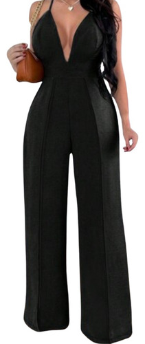 Mono Enterito Crepe Espalda Cruzada Estilo Y Comodidad Negro L