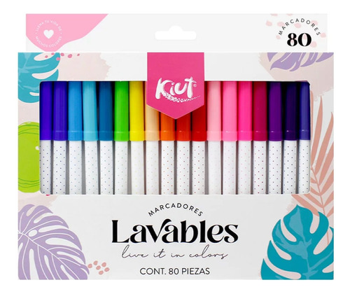 Marcadores Lavables Kiut Colores Lindos X80 Unidades