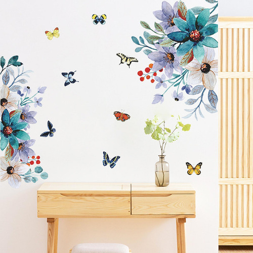Adhesivo De Pared Con Diseño De Flores, Accesorio De