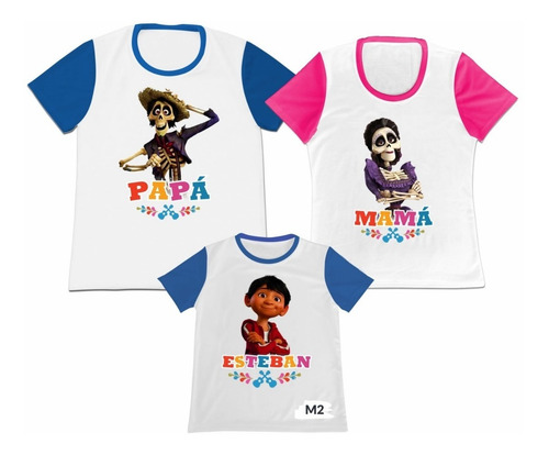 Camiseta Set 3 Familia Mama Papa Hijo Coco Personalizada
