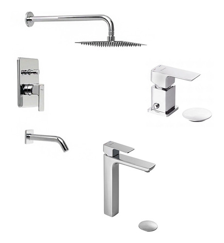 Combo Griferia Lavatorio Alto Ducha Bidet Piazza Arq