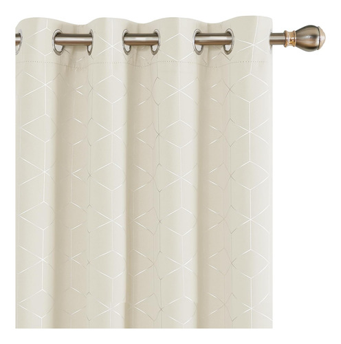 Cortina Opaca Beige Con Aislamiento Térmico, 2 Paneles