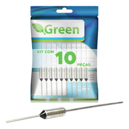 Kit 10 Fusível Térmico Green 045-0172 175 Graus - 250 V - 16 AMP