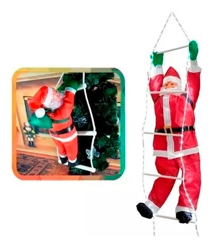 Viejito Pascuero Adorno Navidad Colgante Escalera 50cm