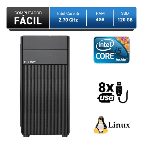 Computador Fácil Intel Core I5 2.70 Ghz 4gb Ddr3 Ssd 120gb