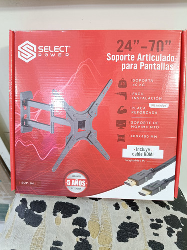 Soporte Articulado Pantalla 24 A 70pulg Incluye Cable Hdmi Negro