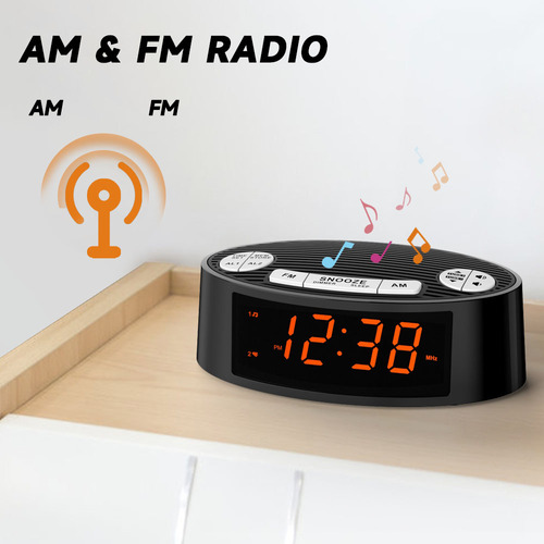 Radio Reloj Despertador Fm/am Rojo Digital Led Pantalla Grande Bocina Buró Escritorio