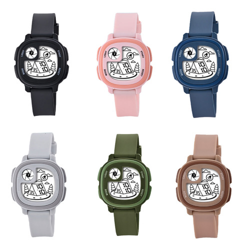 Reloj Impermeable Niña Niños Digital Paisaje Luz + Estuche