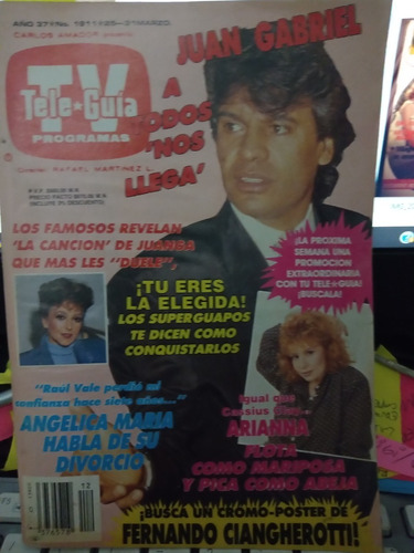 Juan Gabriel En Revista Teleguia Arianna, Angelica Maria1989