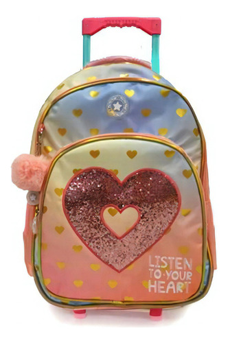 Mochila con Carro Escolar Phi Phi Bags Corazón Coral 102443