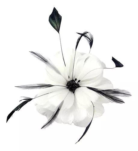 Broche de plumas en negro y blanco