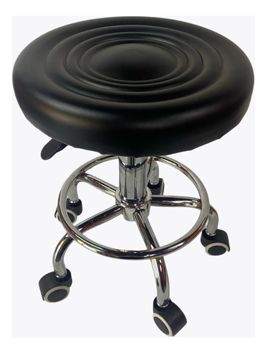 Taburete Giratorio Con Ruedas Base Cromada Oferta