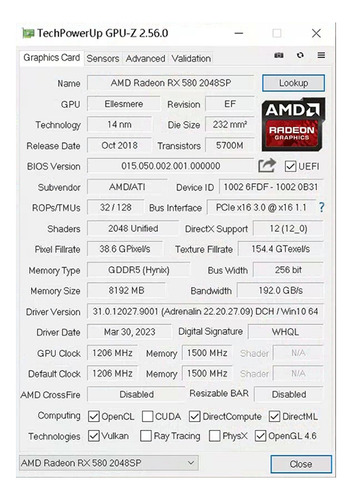Mougol Amd Radeon Rx580 8gb Gddr5 Pc Gaming Graphics Card