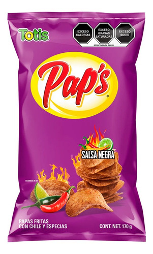 3 Pack Papas Fritas Salsa Negra Pap's Totis 170